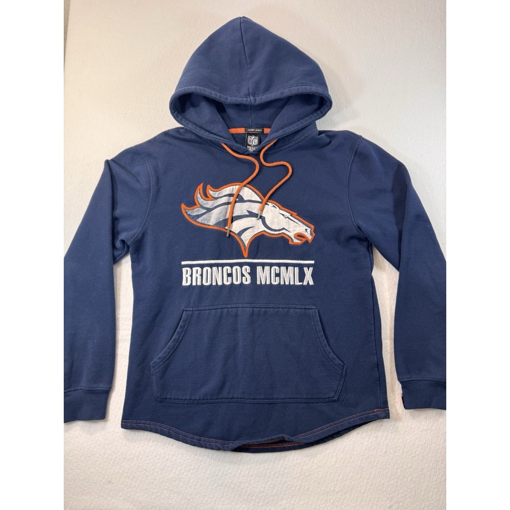 Denver Broncos MCMLX NFL Team Apparel Hoodie Medium Blue Longer Length Casual